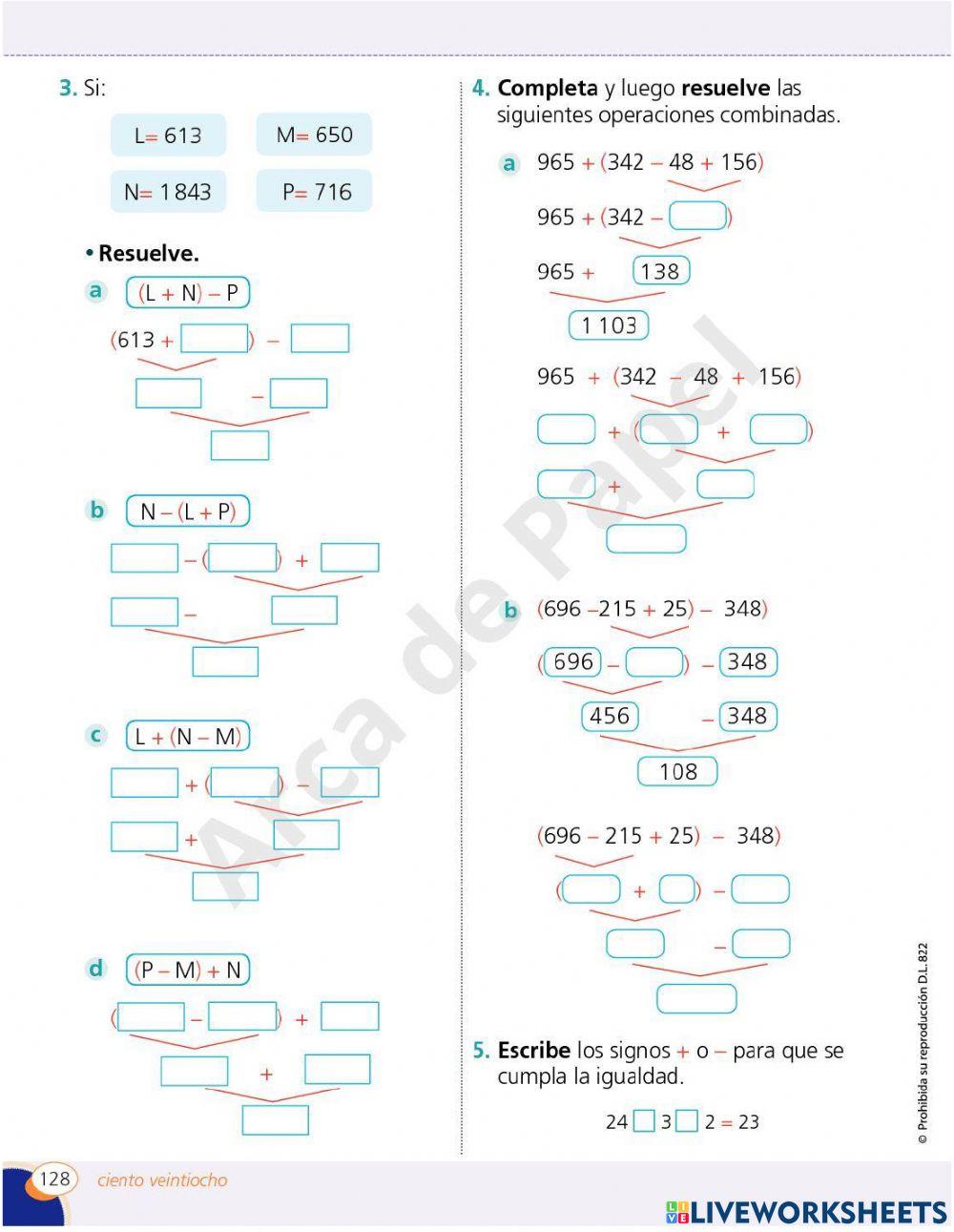 Operaciones combinadas