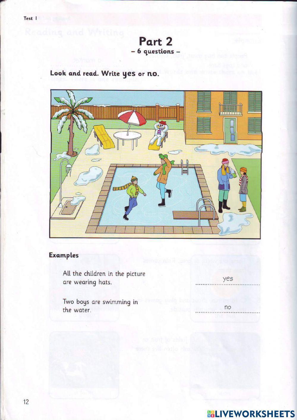 Movers - Test 1.1 - Book 3 - Reading + Writing