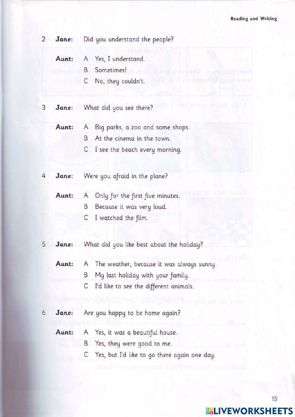 Movers - Test 1.1 - Book 3 - Reading + Writing