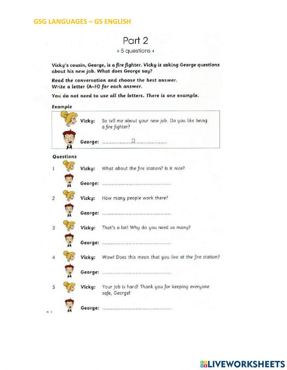 Skills Builder For Cambridge - Flyers - Reading - Writing - Part.2 - Test 5