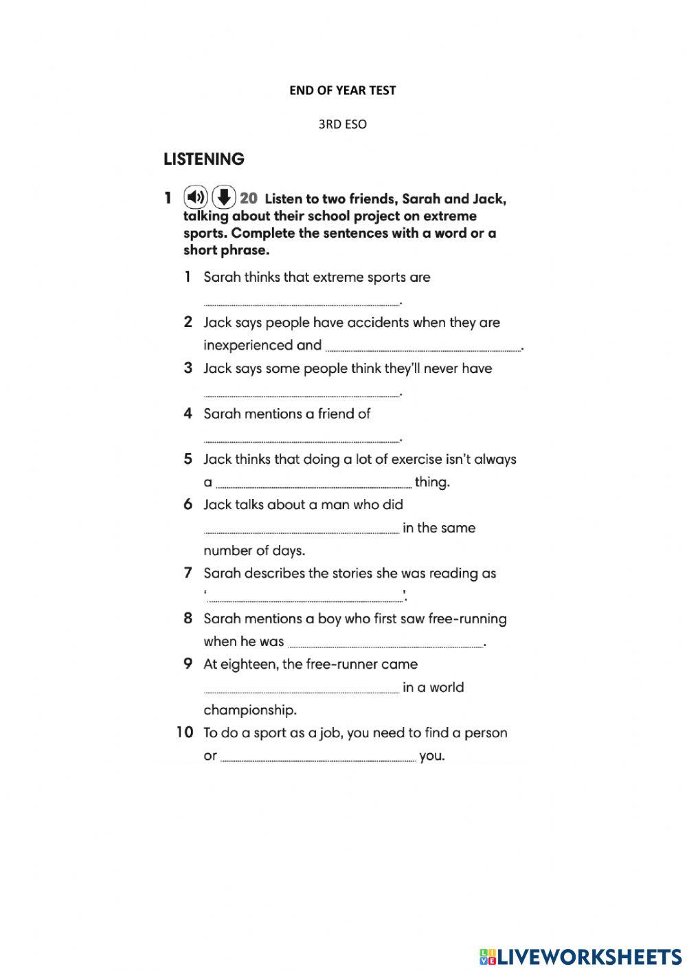 End of year test 2 eso