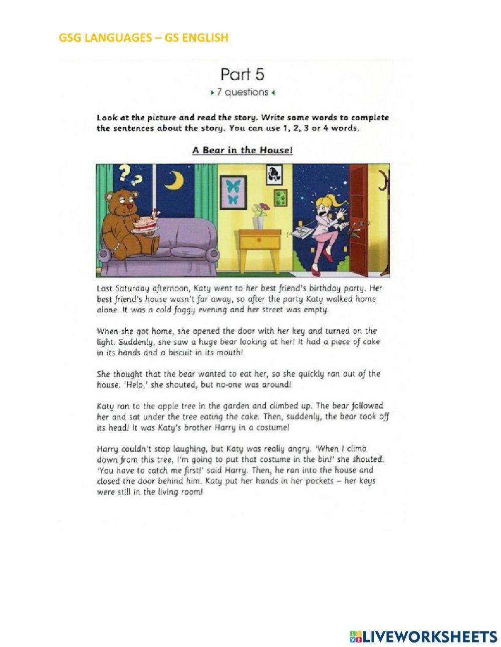 Skills Builder For Cambridge - Flyers - Reading - Writing - Part.5- Test 5