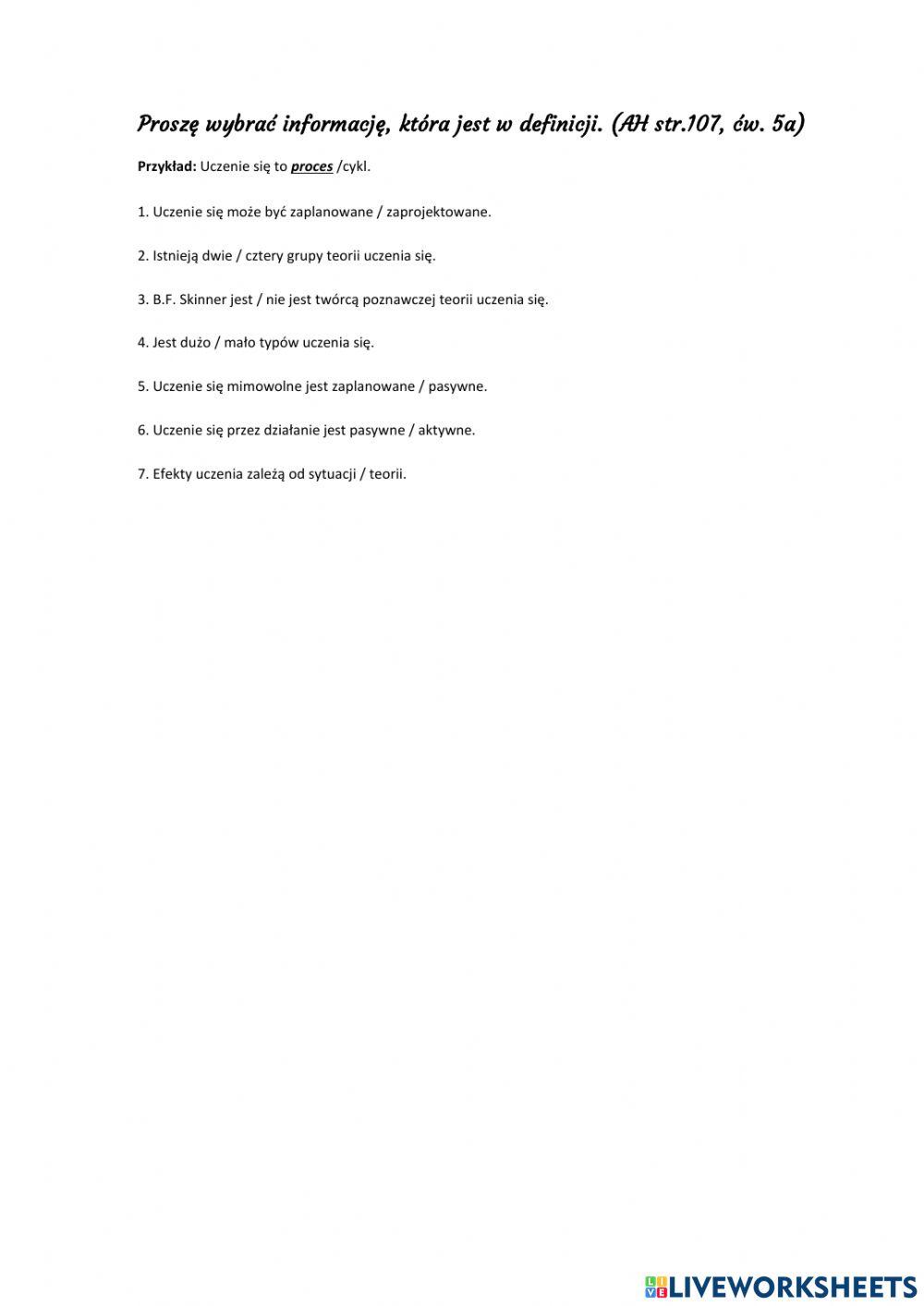 Czytanie: Właściwa odpowiedź