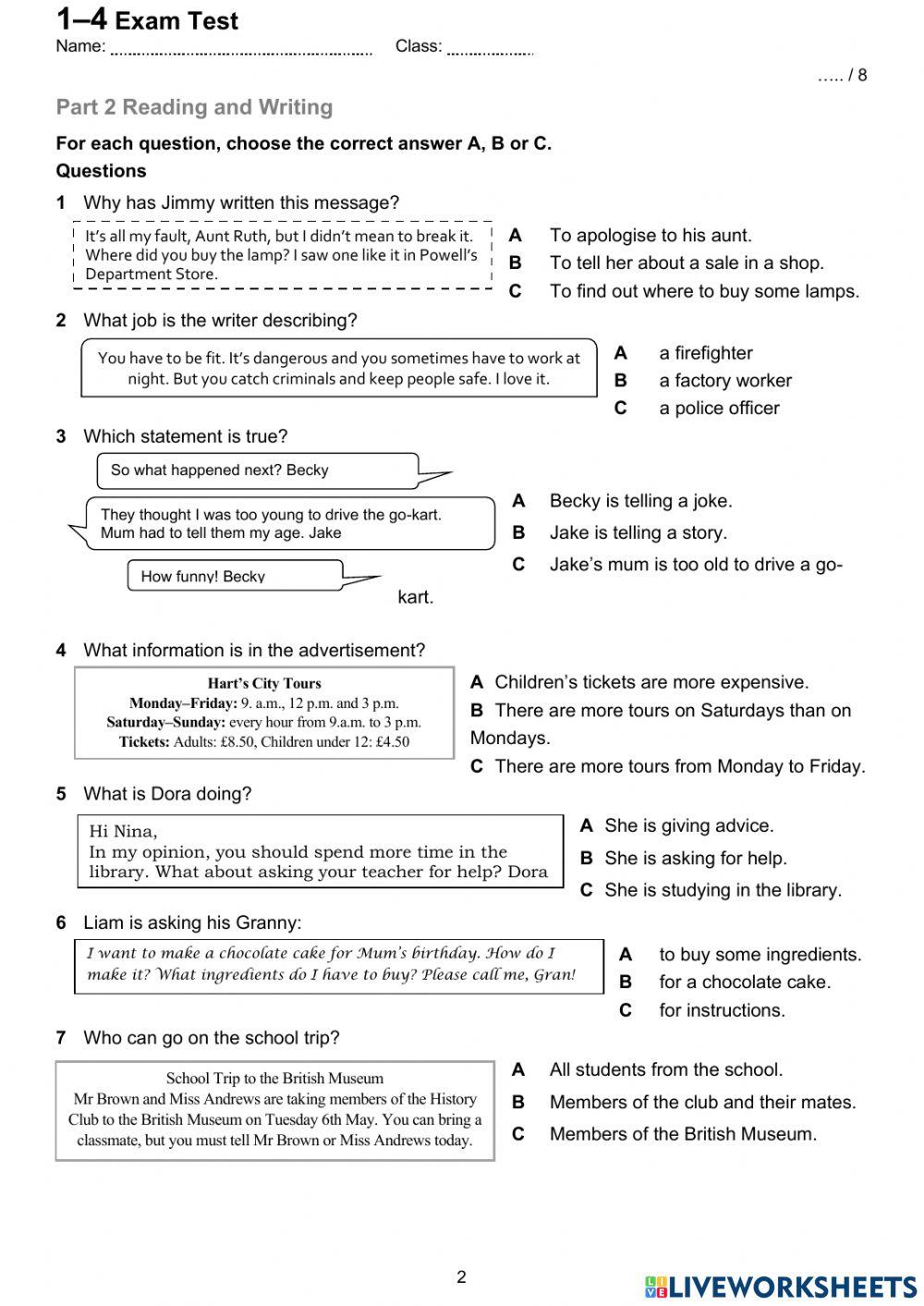 GG4 Mid-Year Exam Test 1-4