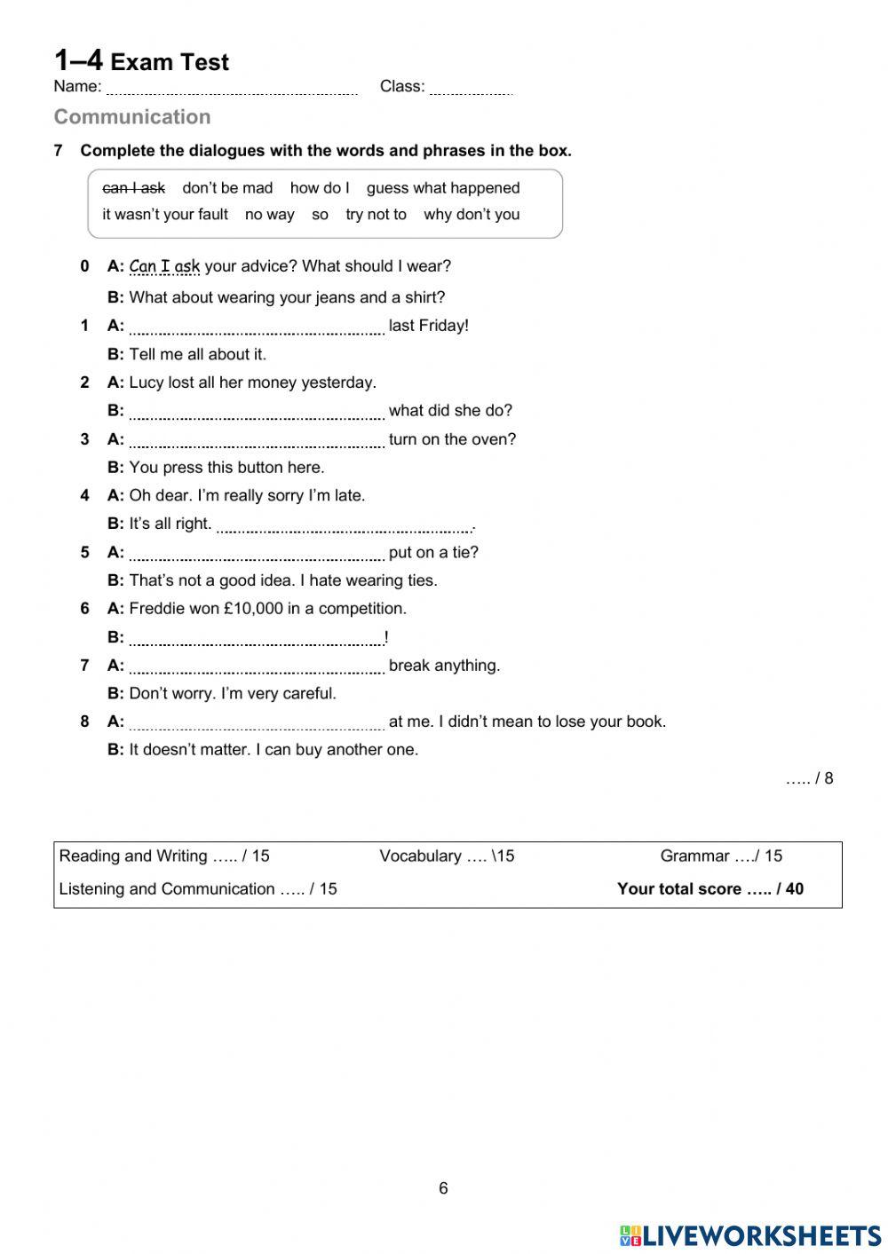 GG4 Mid-Year Exam Test 1-4