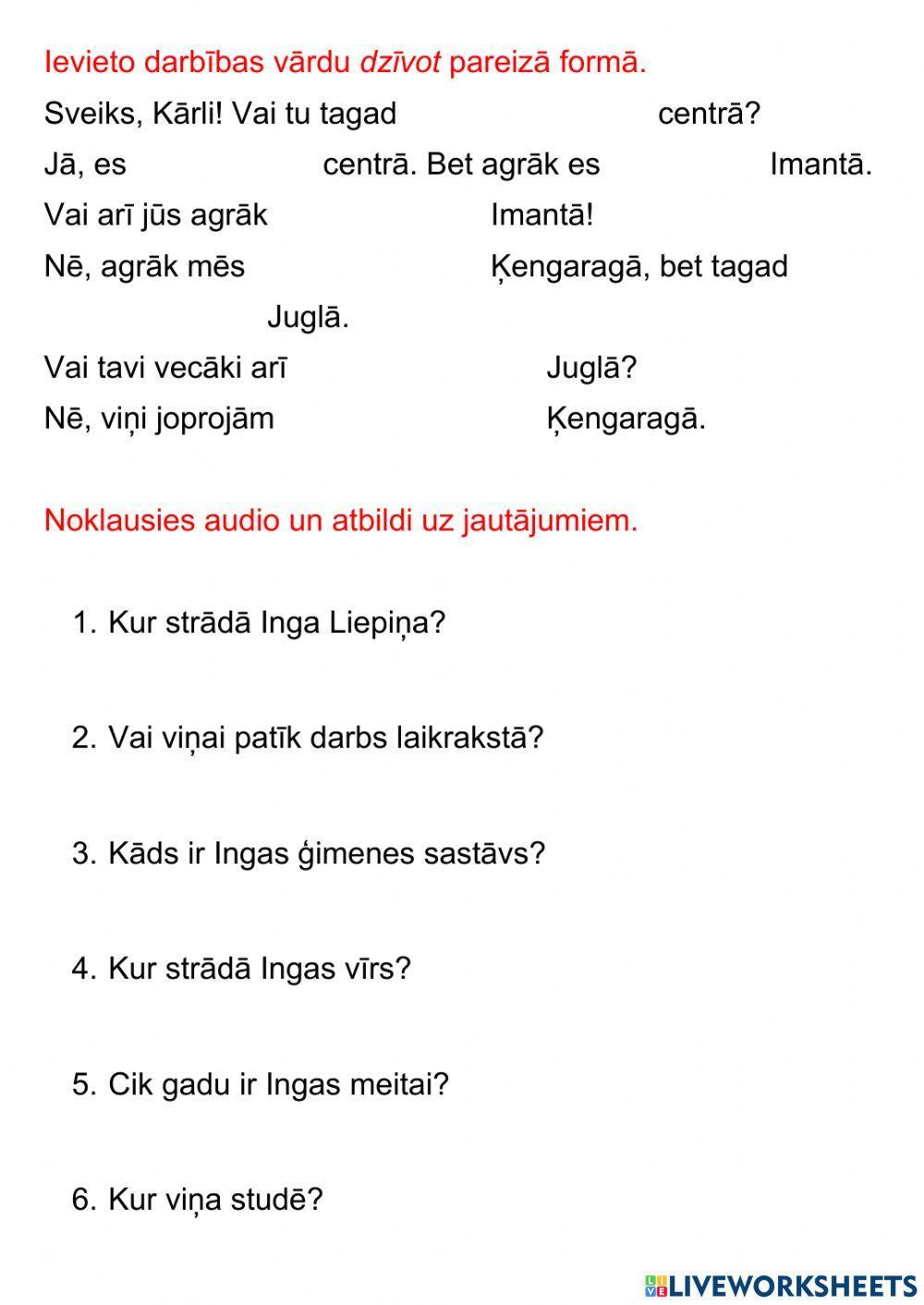 AV-59 + darbības vārdi tagadnē