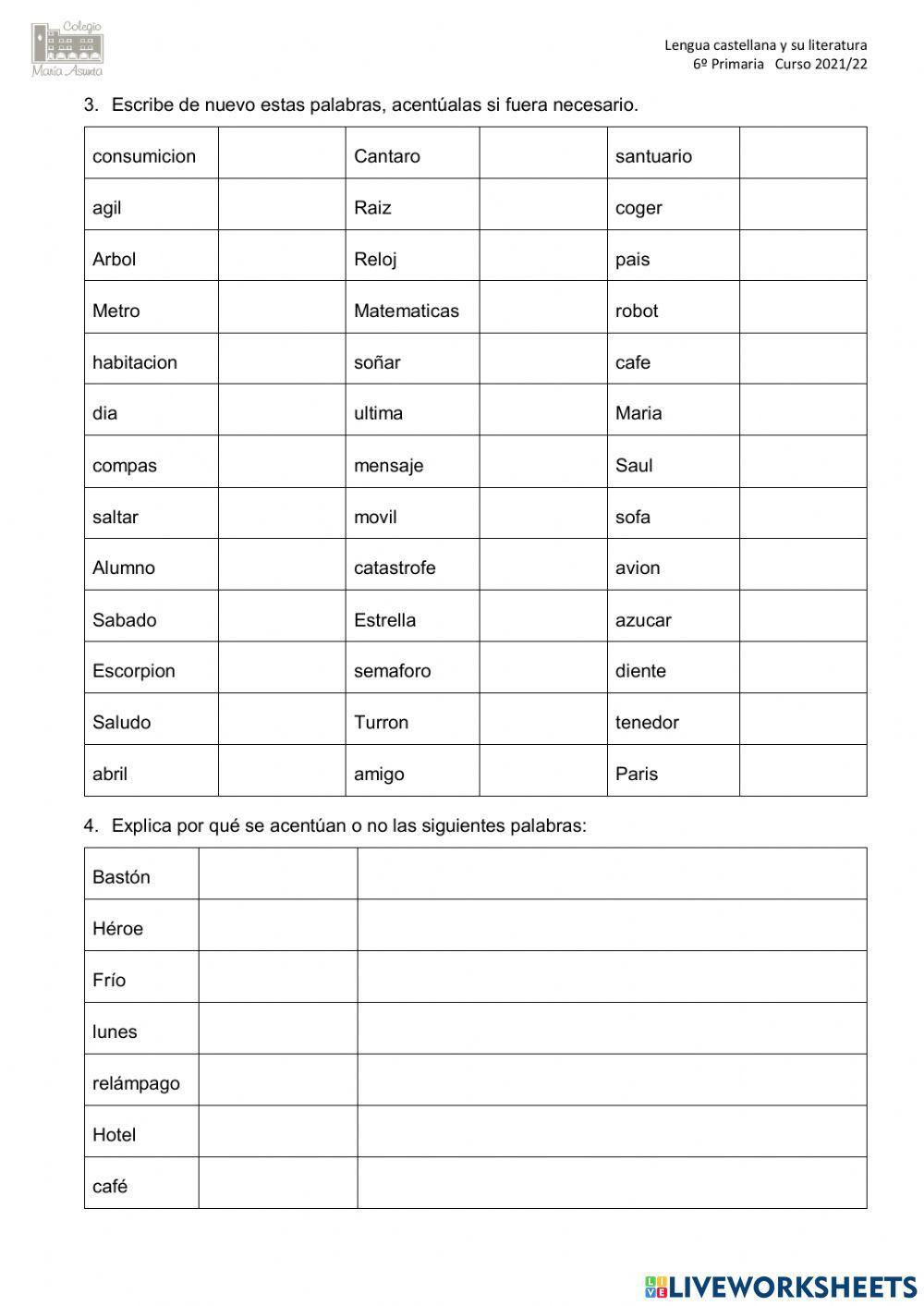 Acentuación y análisis morfológico