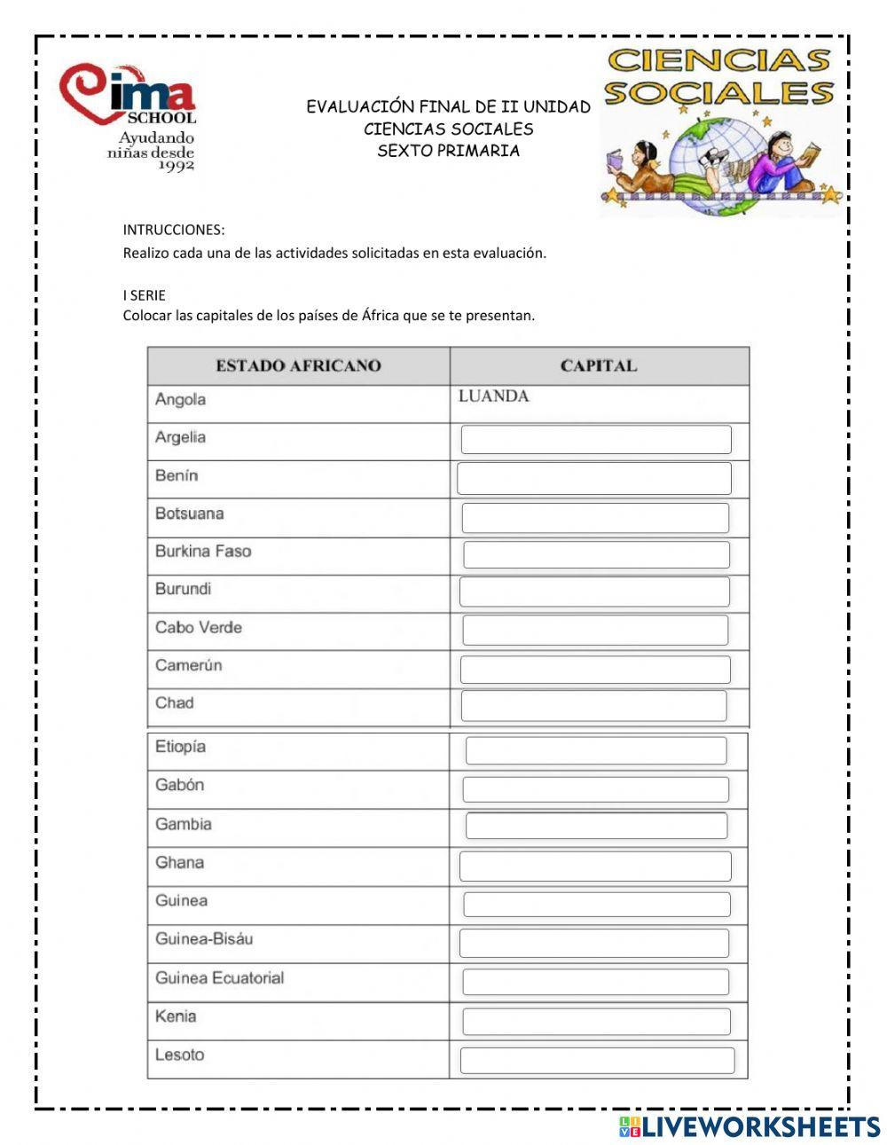 Capitales de europa y africa