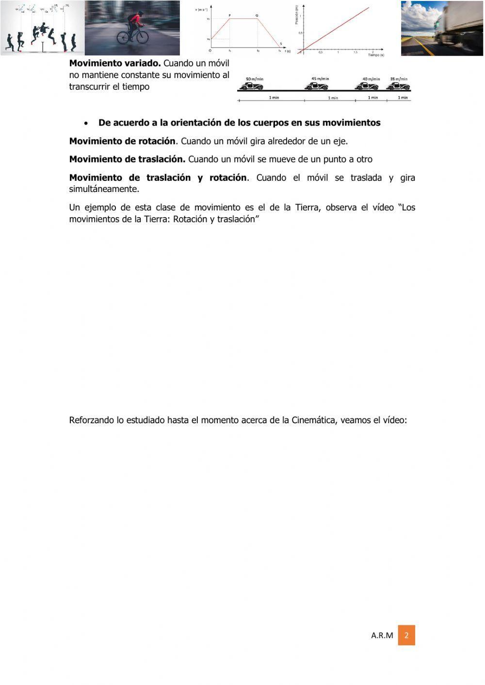 CINEMÁTICA: CLASES DE MOVIMIENTO