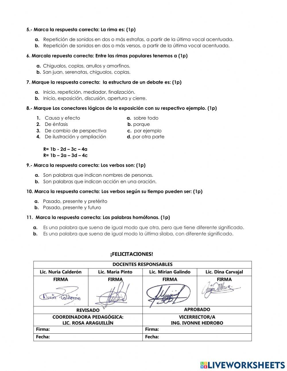 Evaluación quimestral