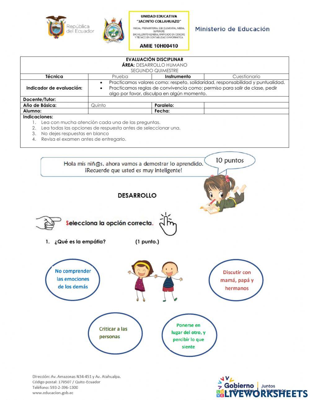 Evaluaciín quimestral