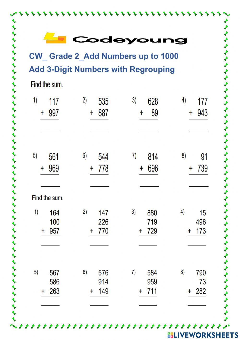 2073191 | Add 3-Digit Numbers with Regrouping