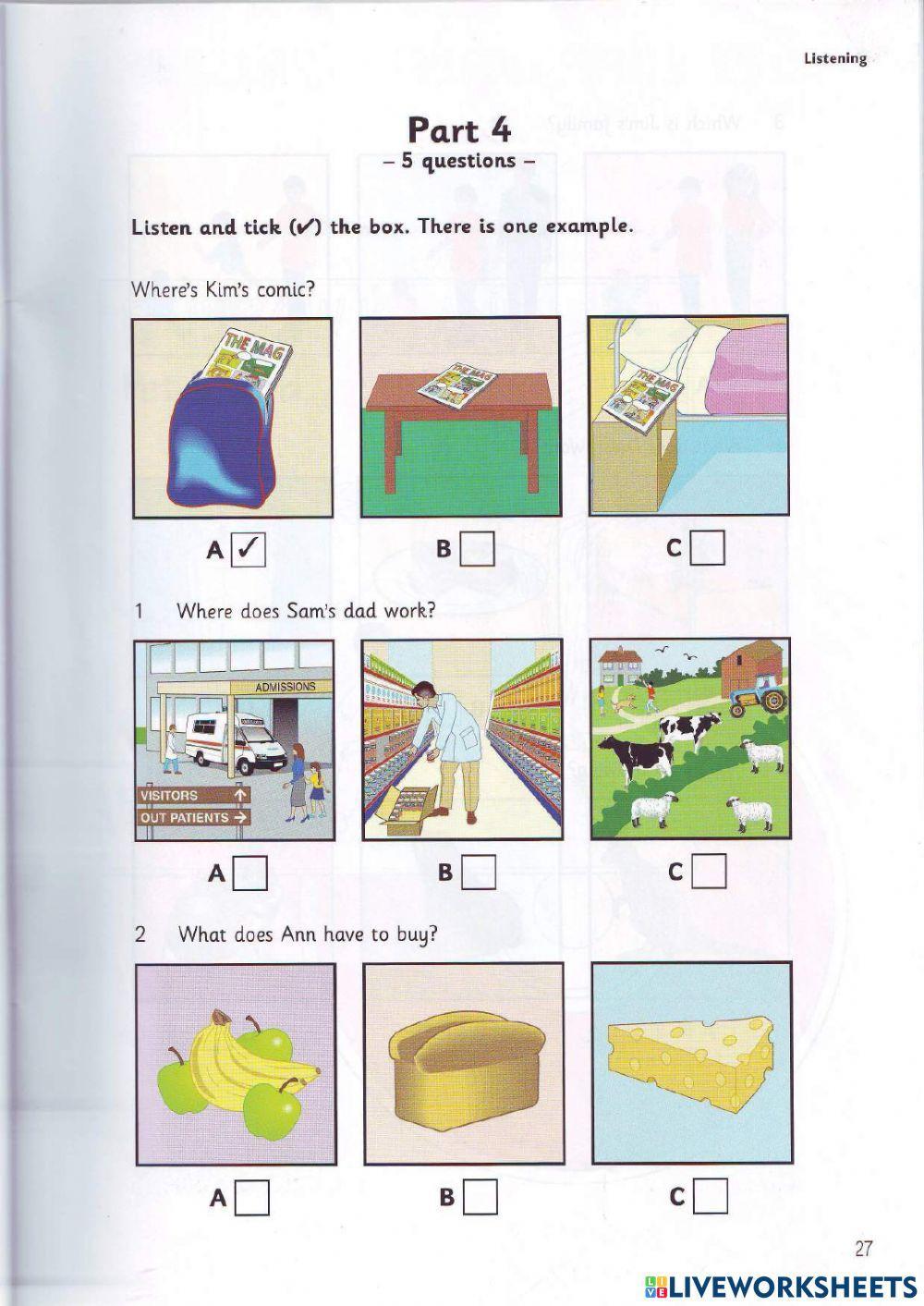 Movers - Test 2 - Book 3 - Listening