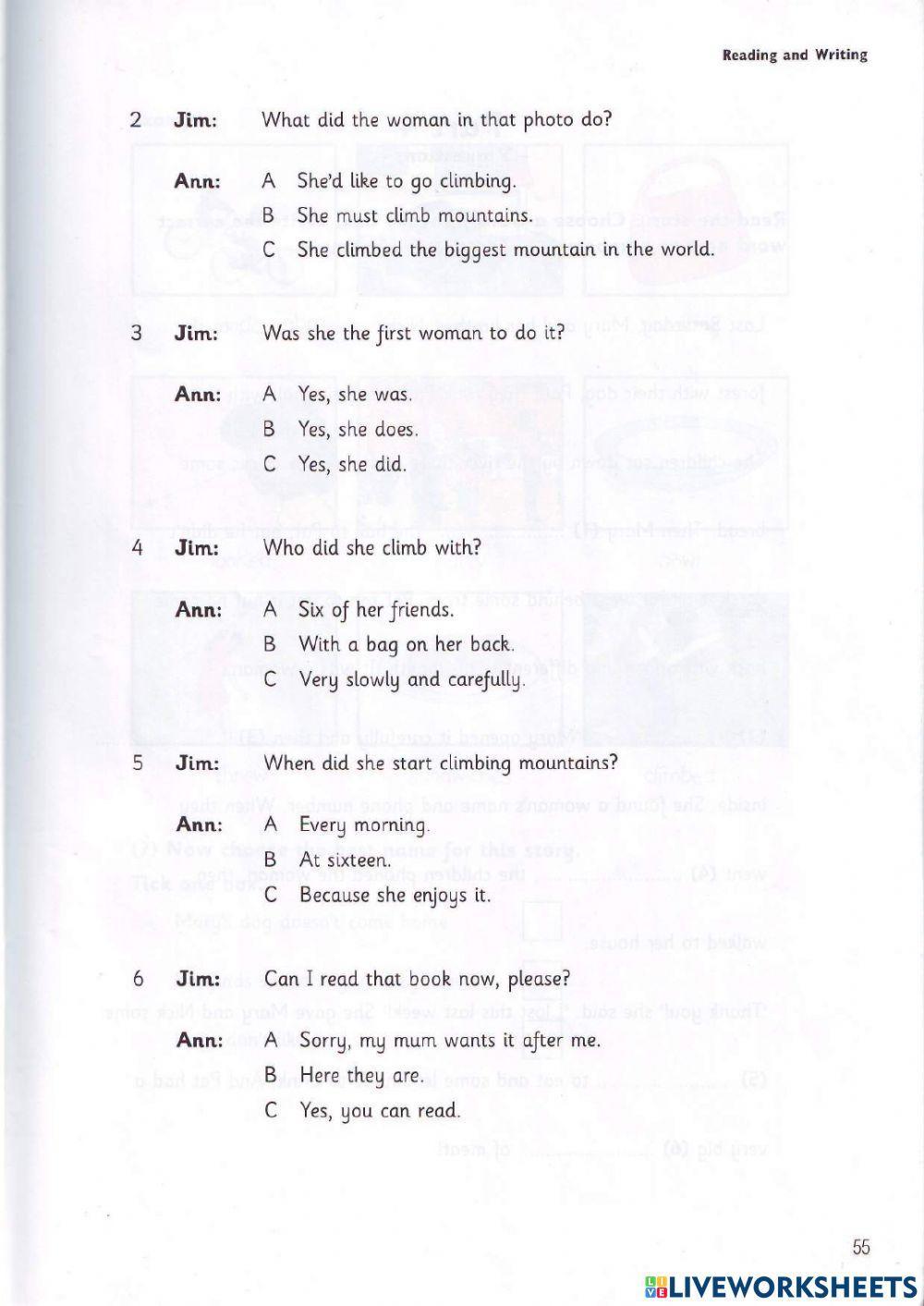 Movers - Test 3.1 - Book 3 - Reading + Writing