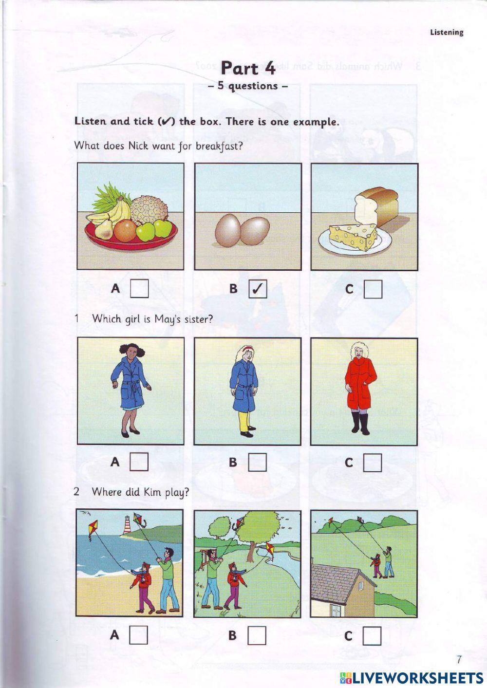 Movers - Test 1 - Book 4 - Listening