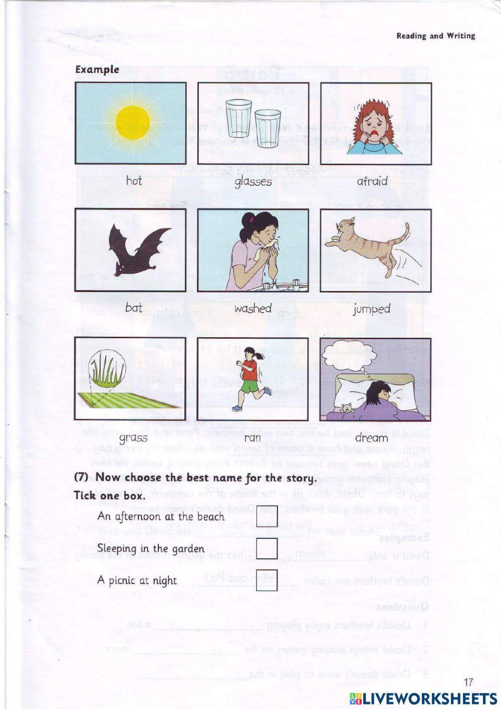 Movers - Test 1.2 - Book 4 - Reading + Writing