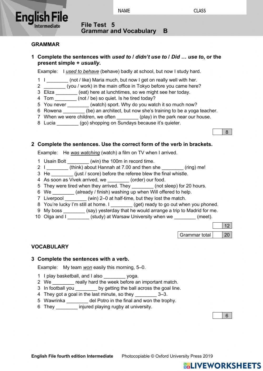 3601424 test unit 5 english file 4th edition