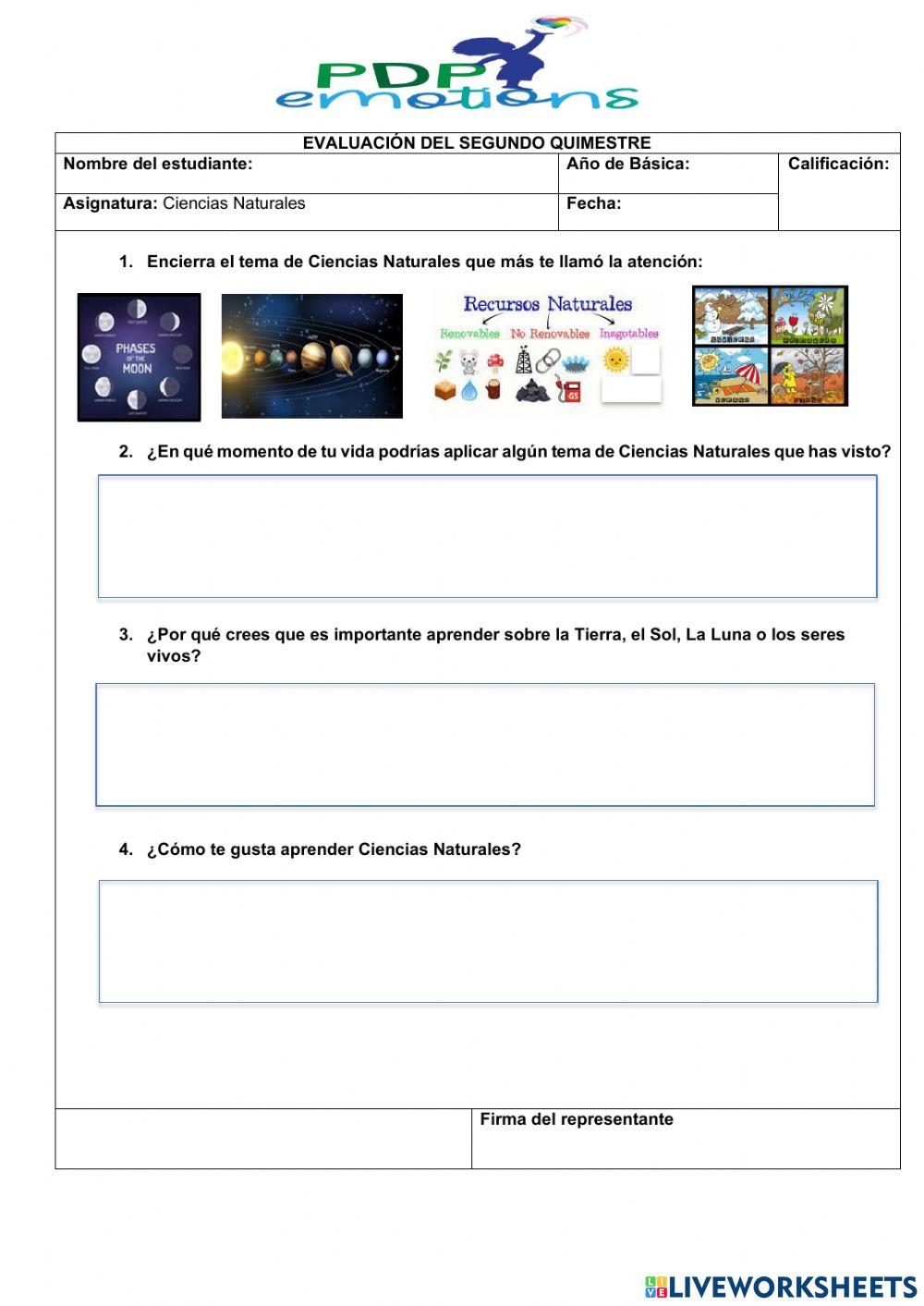 Evaluación del segundo quimestre