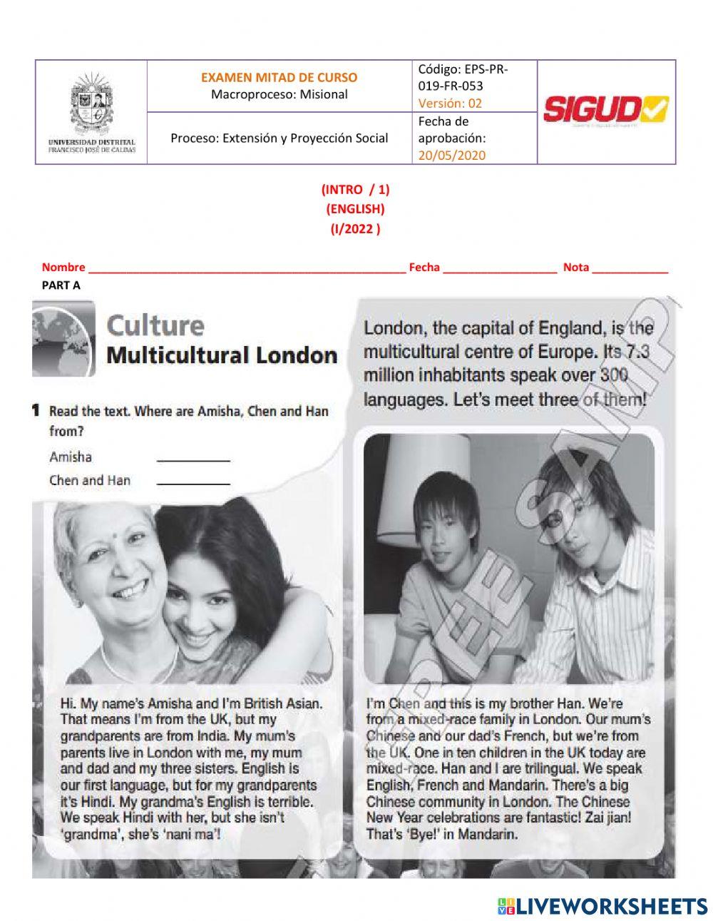 Mid term exam lanaguage 1