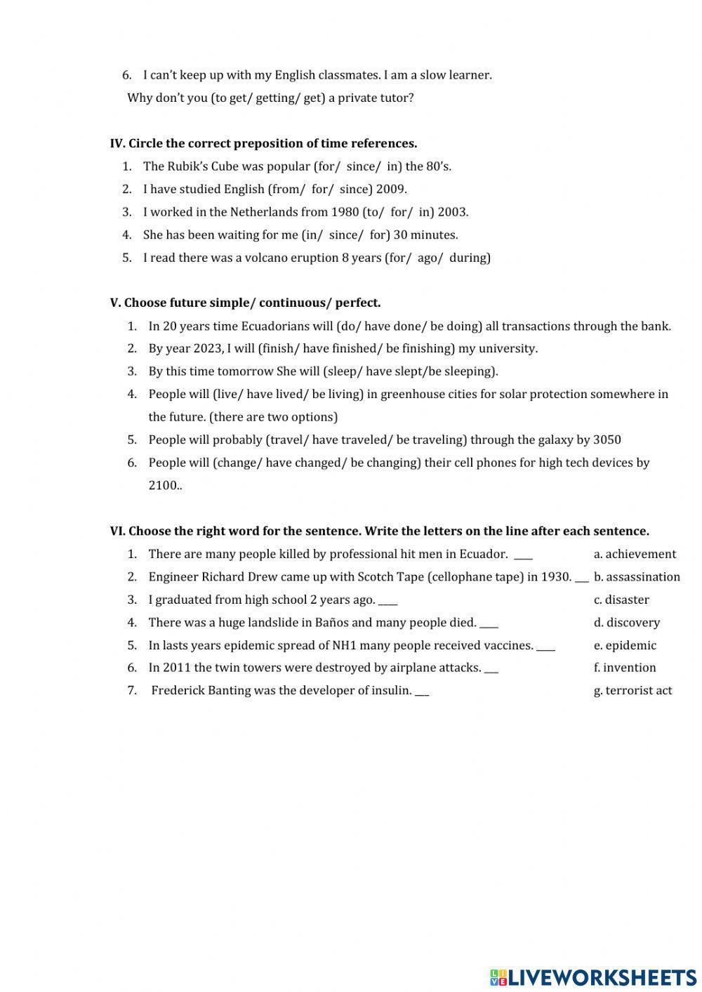 Review units 9-10 new interchange 3 5th. edition