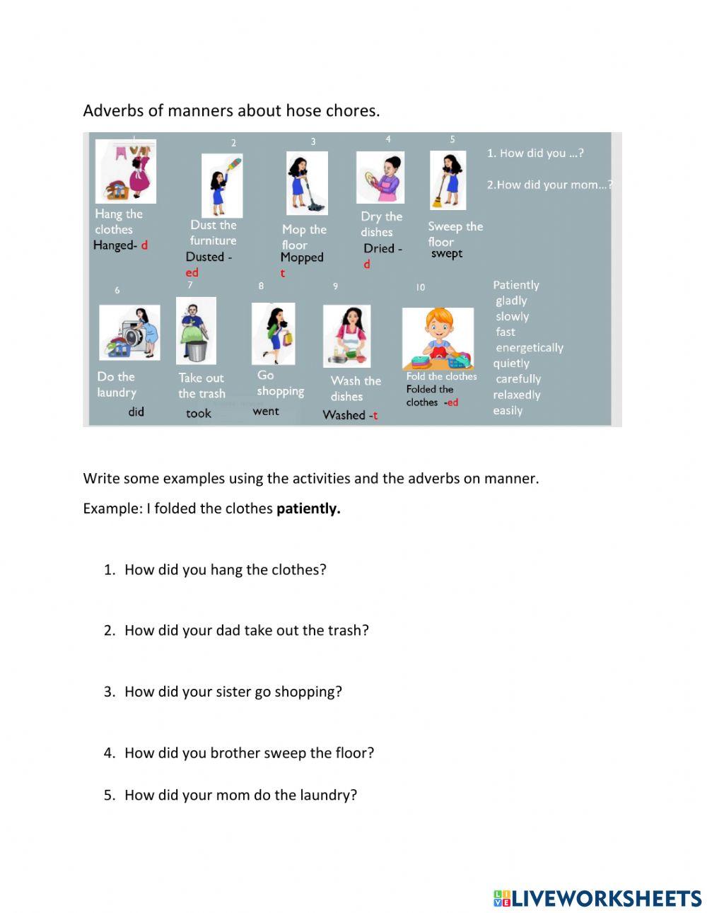 Adverbs of manners chores