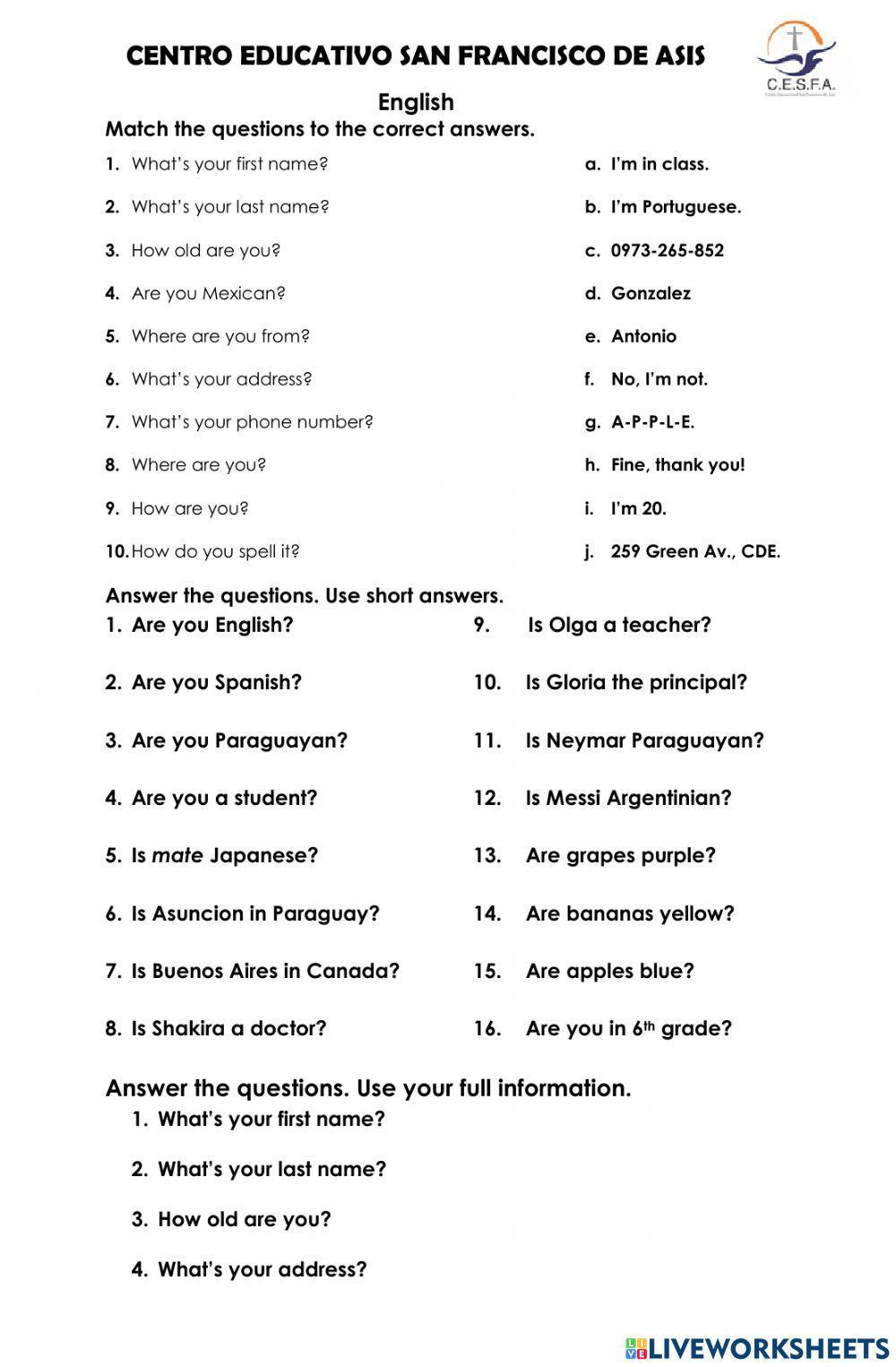 Review - Simple Present be