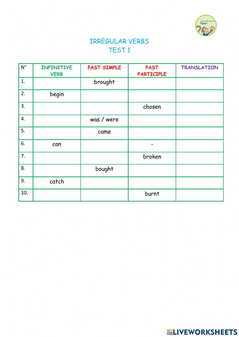 Irregular verbs