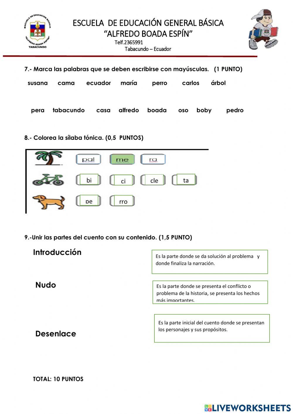 EVALUACION Lengua y literatura