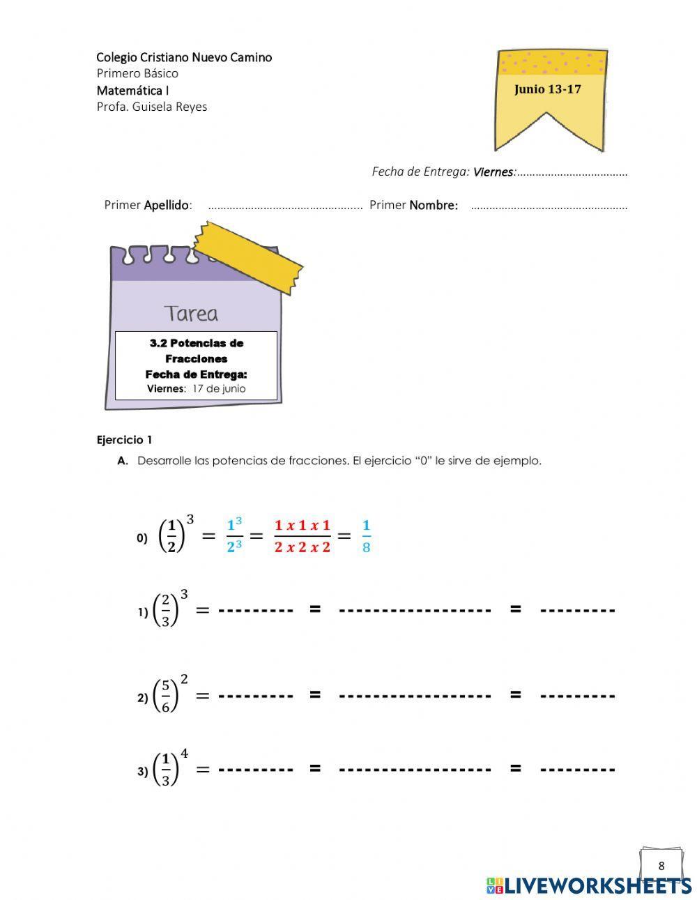 Potencias en Fracciones