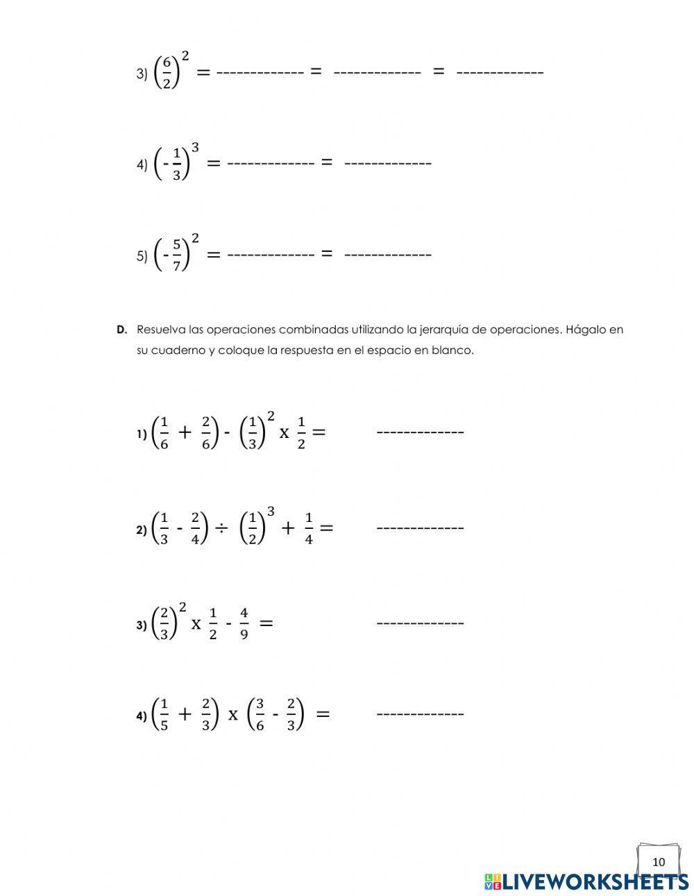 Potencias en Fracciones