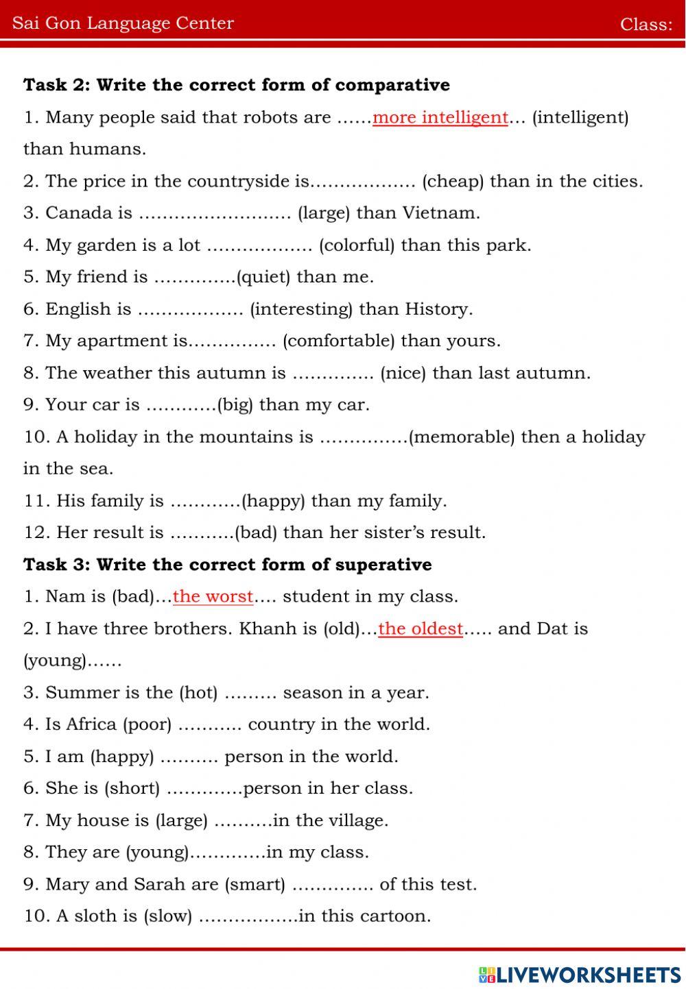 Comparative and suparative