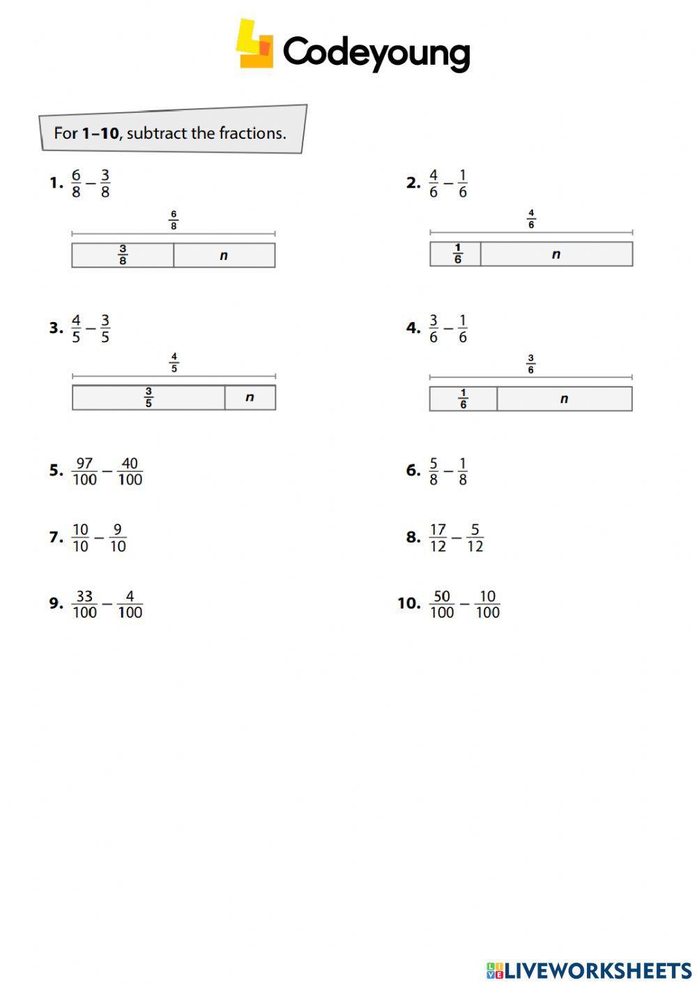 Concept-CW-Addition and Subtraction of Like Fractions