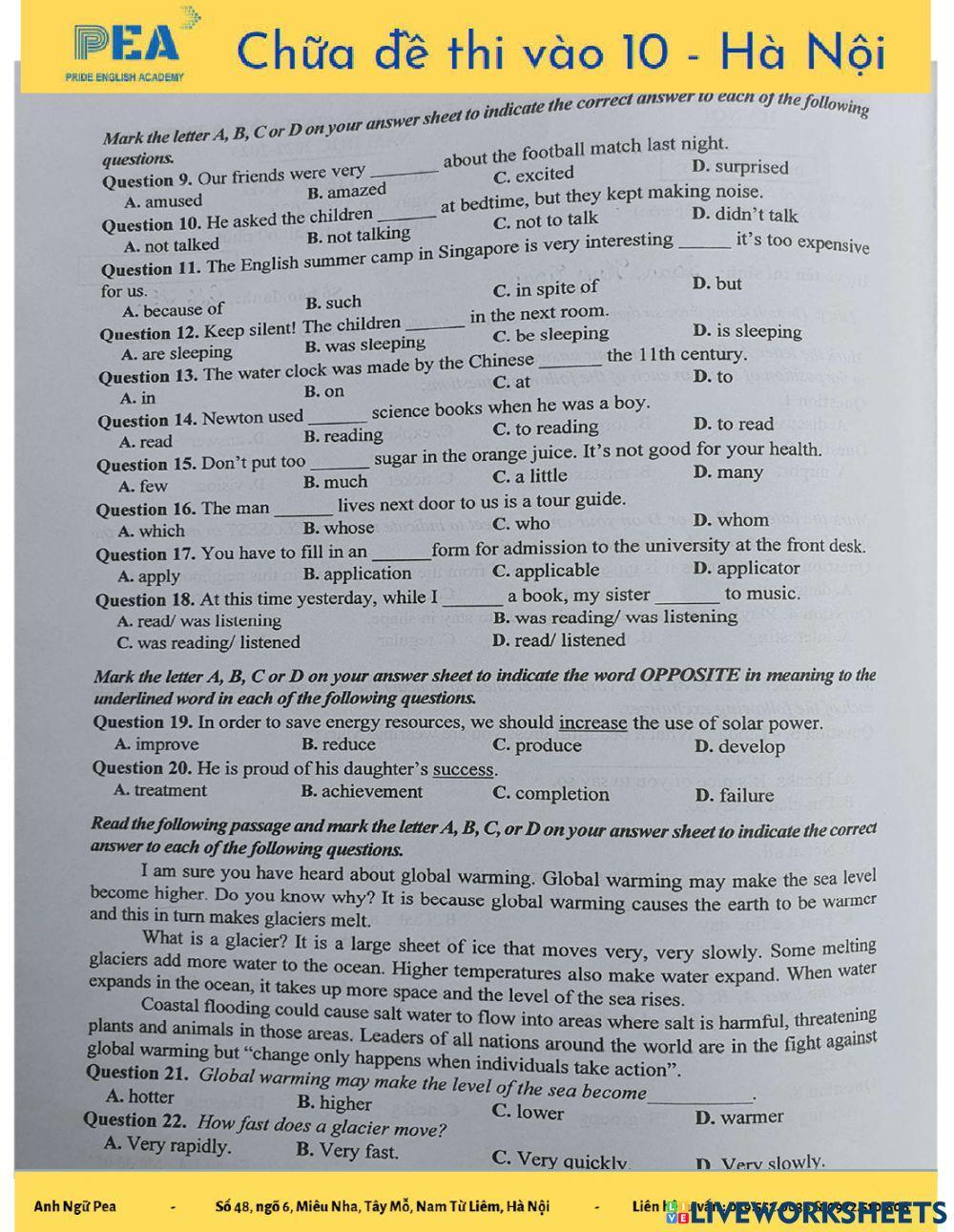 Đề thi tuyển sinh lớp 10 năm 2022-2023