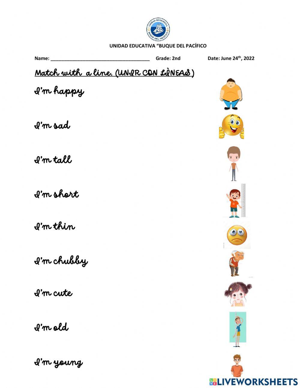 Adjectives matching exercise