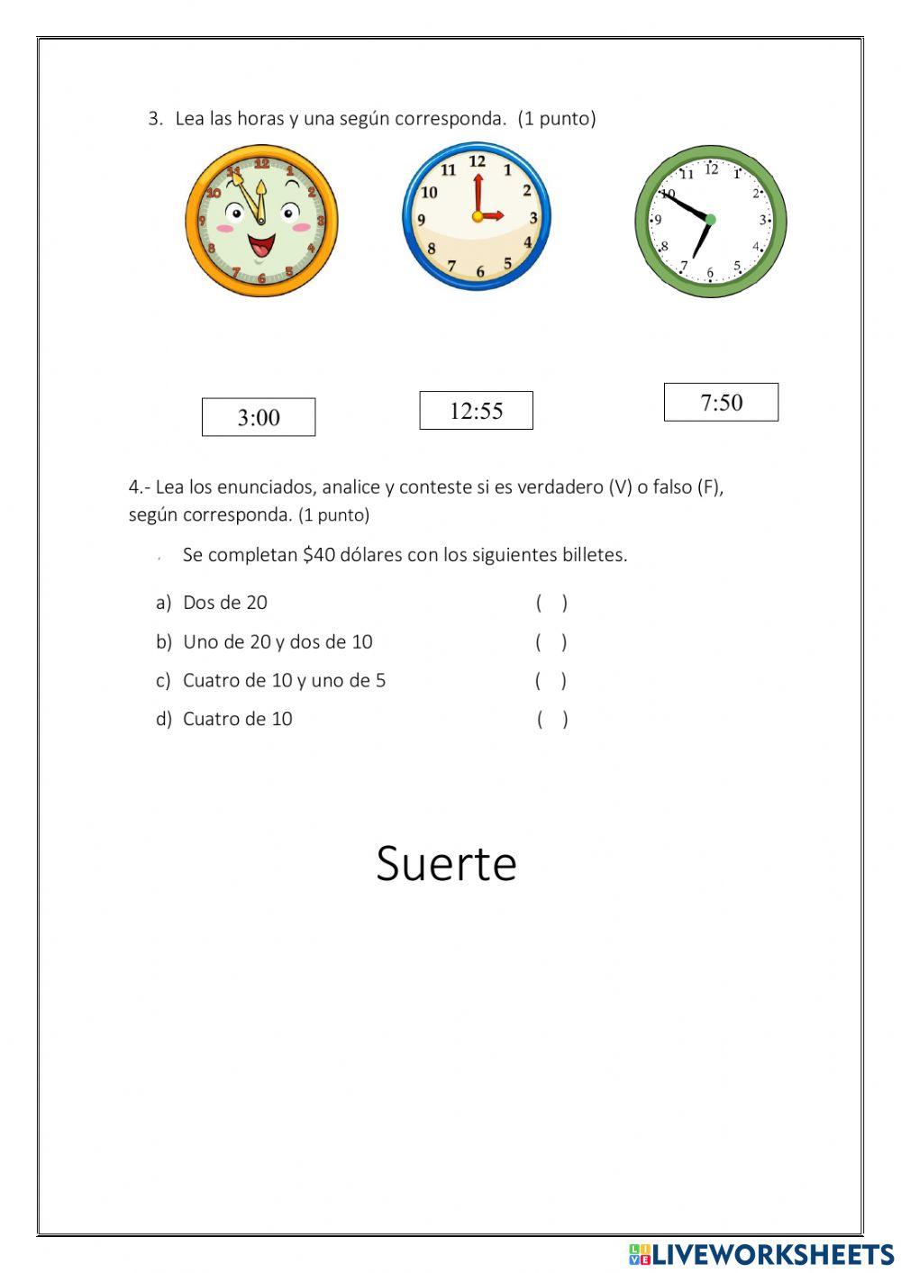 Evaluación matemáticas