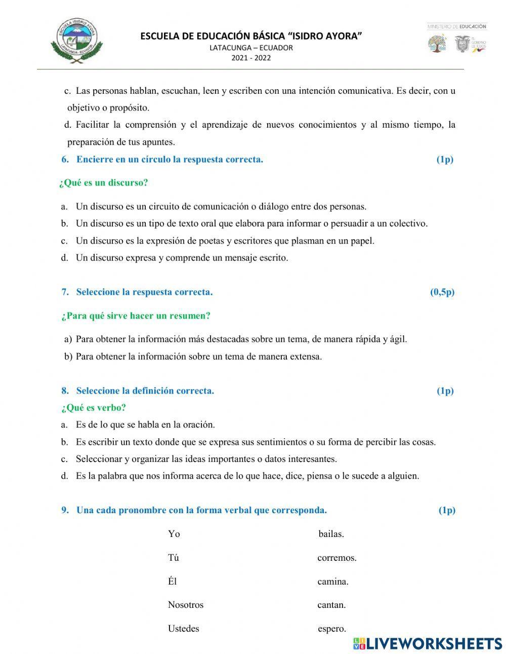 Evaluación-Lengua y Literatura
