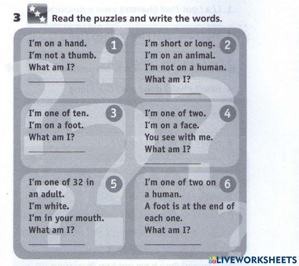 Puzzle Parts of body