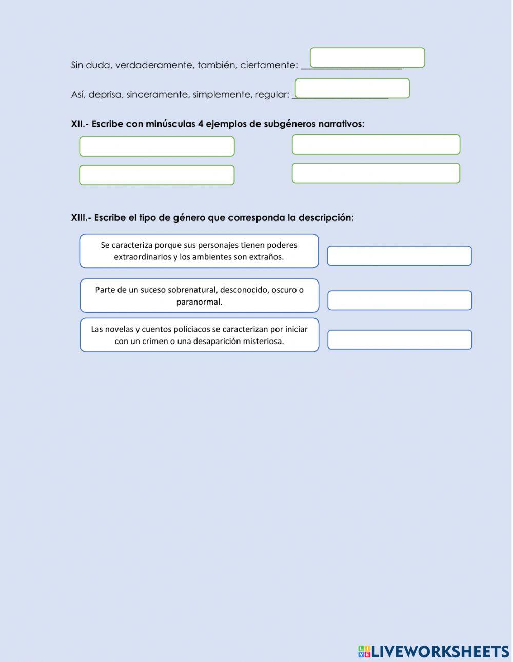 La reseña, cuento y textos narrativos