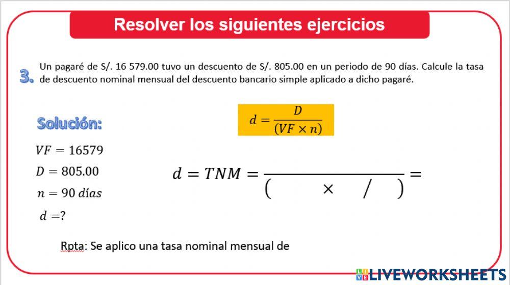 Descuento Bancario simple d 1