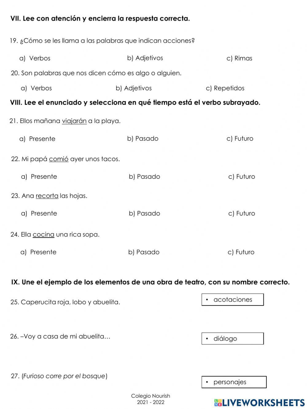 Examen de español