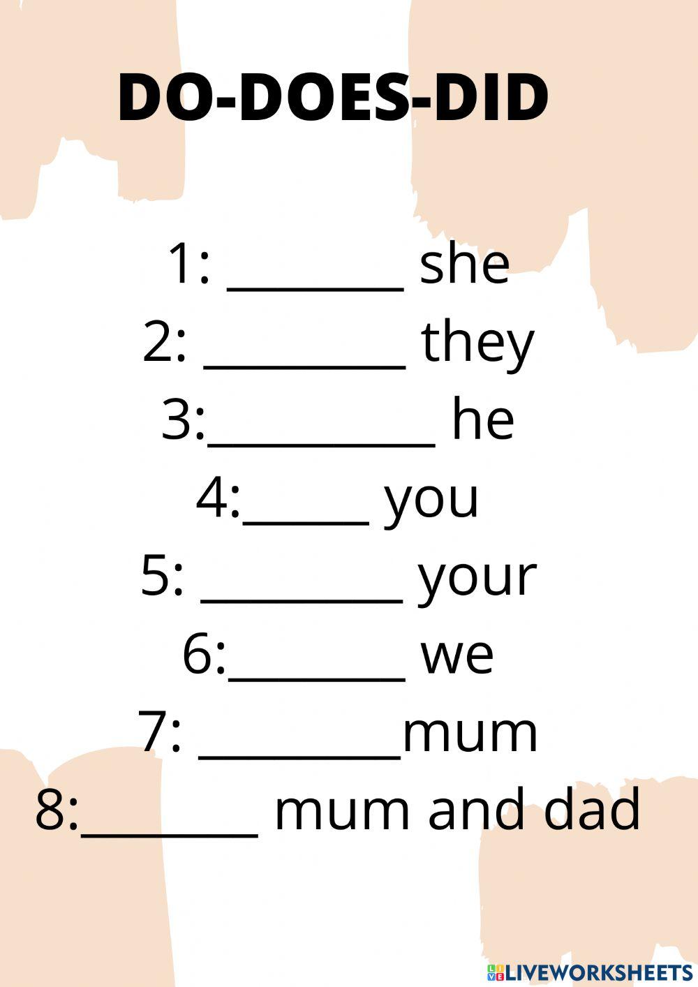 2855184 | DO- DOES- DID | elnene | LiveWorksheets