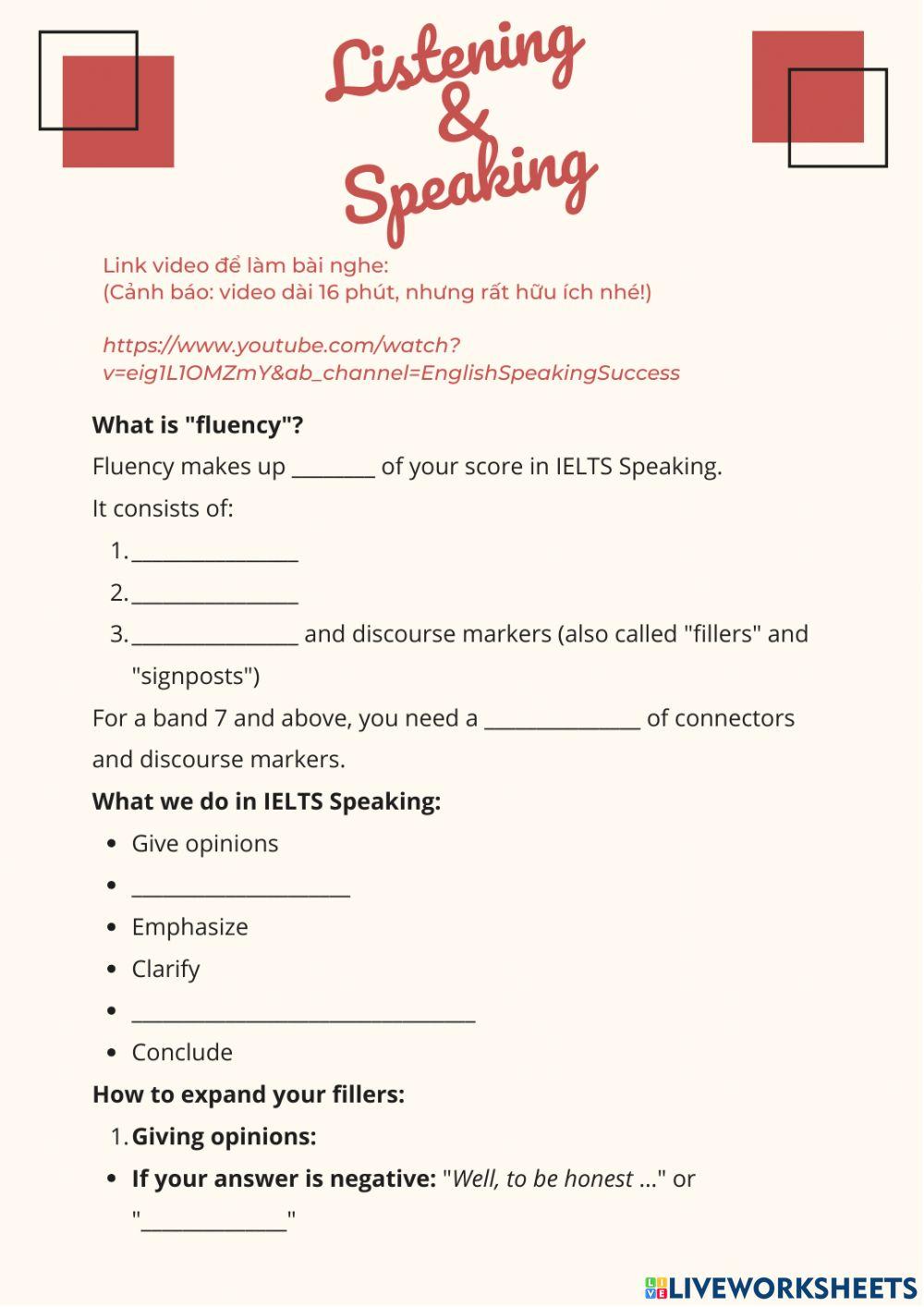 Listening and Speaking - Connectives and Discourse markers