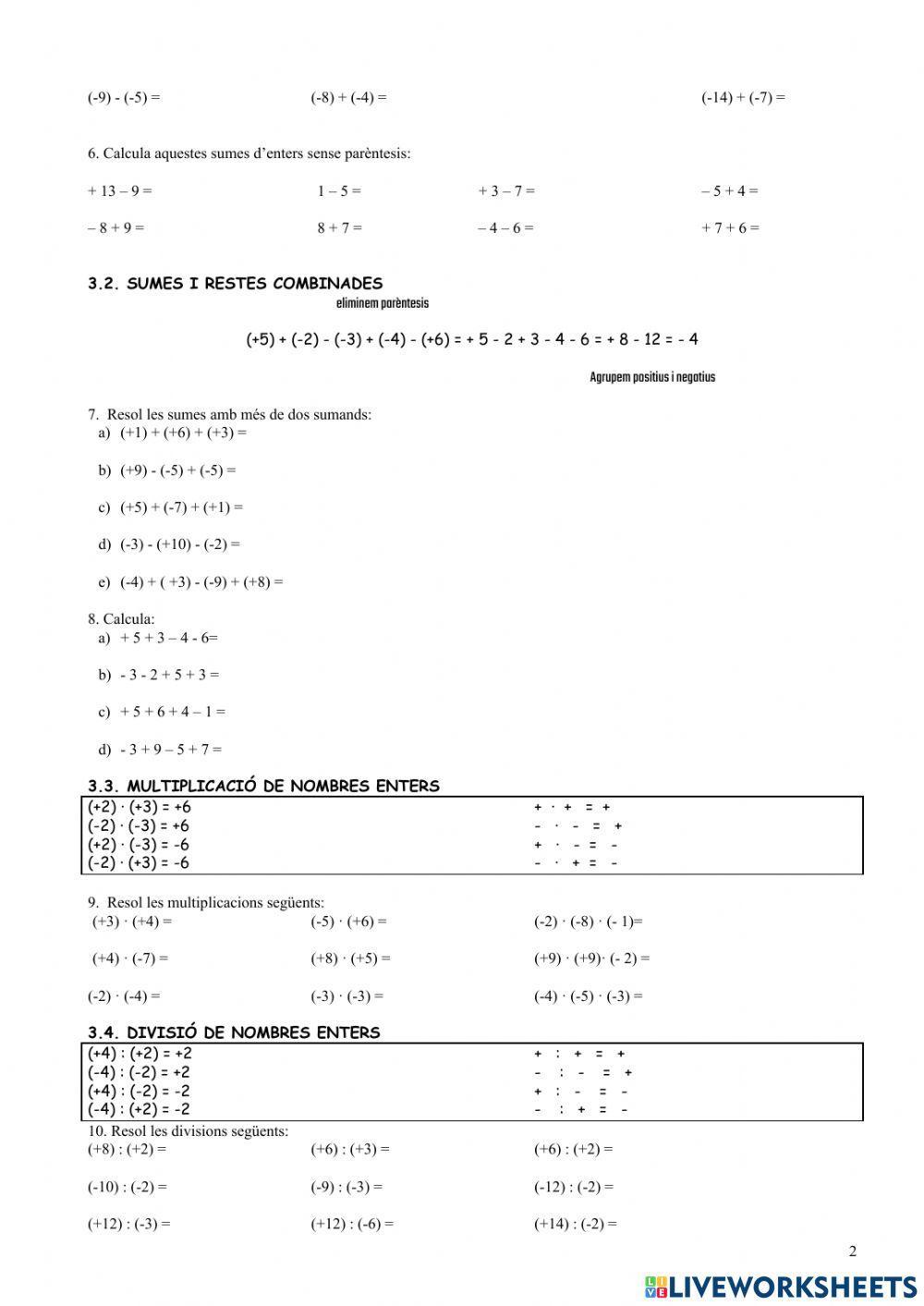 Repàs nombres enters