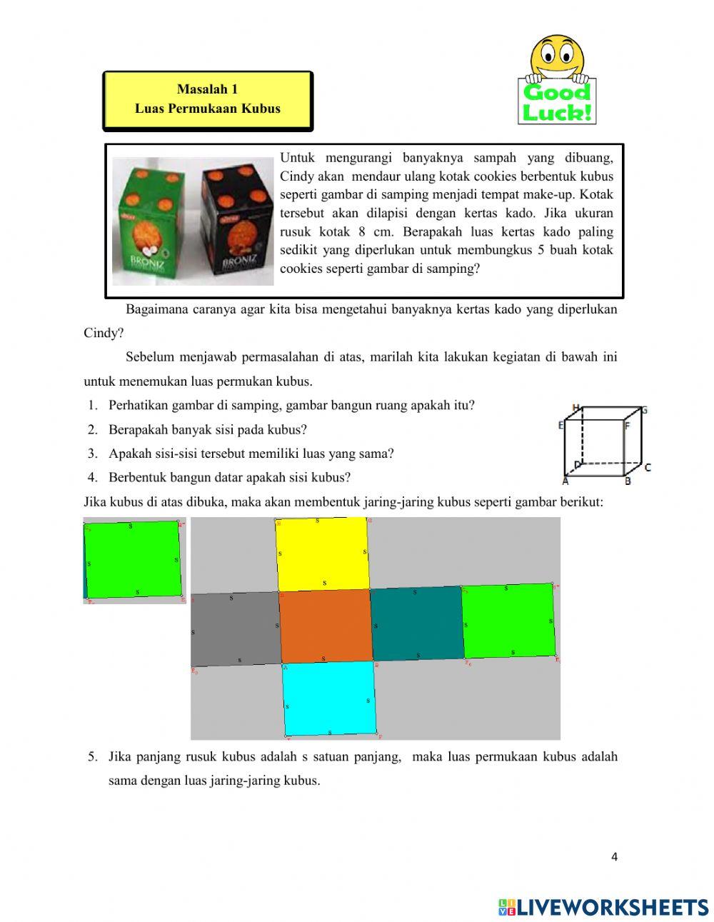 LKPD Luas Permukaan dan Volume Kubus Kelas VIII