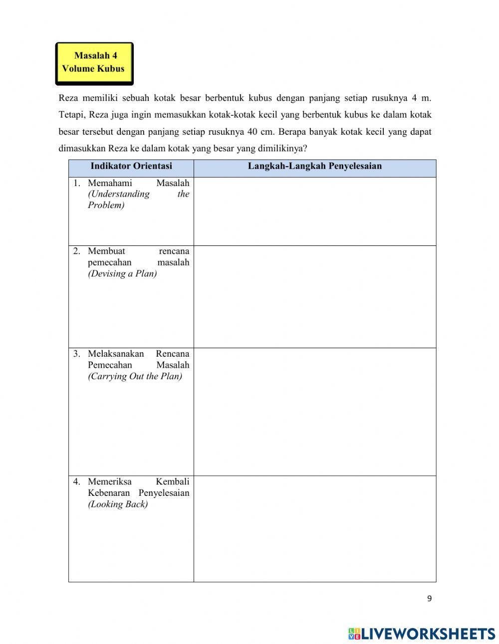 LKPD Luas Permukaan dan Volume Kubus Kelas VIII