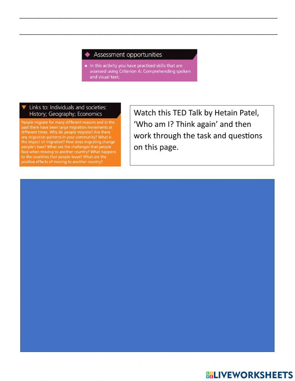 English Language MYP 9 Phase 3-4 Unit 1: Where do I Belong?