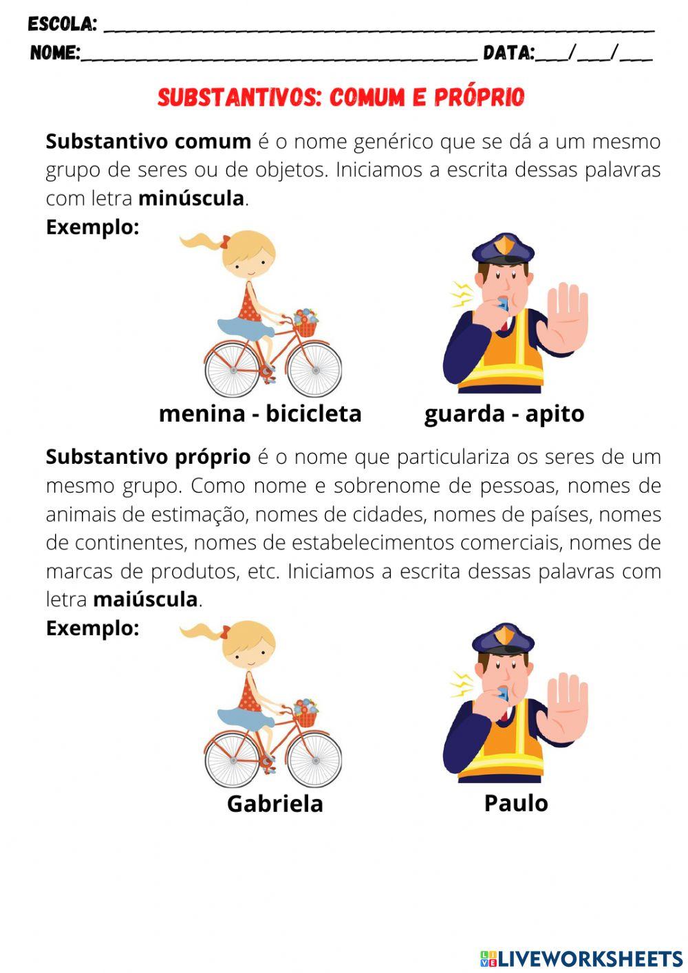 Substantivos próprios e comuns