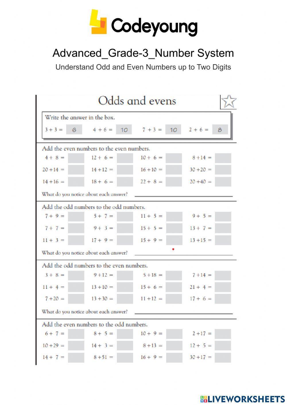 Odd even | LiveWorksheets | 2074139