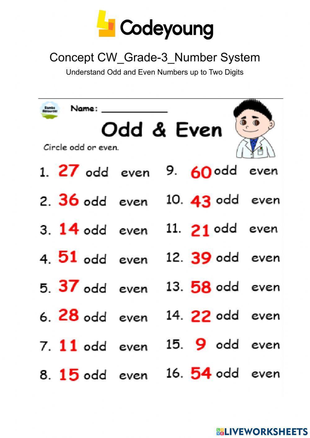 Odd even numbers