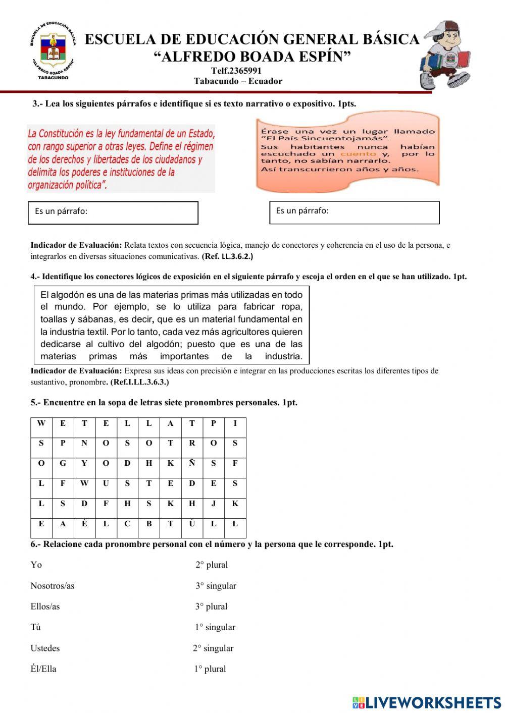 Evaluación parcial 4 Lengua y Literatura